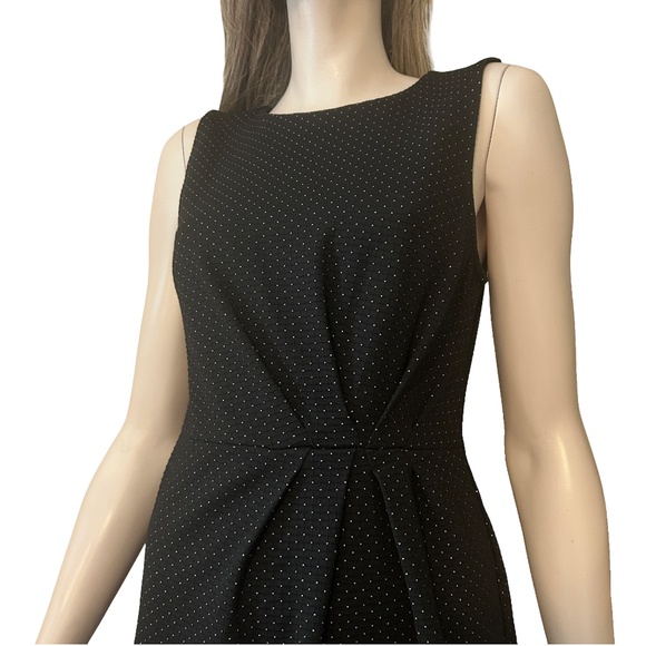 Banana Republic Sheath Dress Draped Pleated Detail MIcro Polka Dot Stretch - Picture 6 of 14